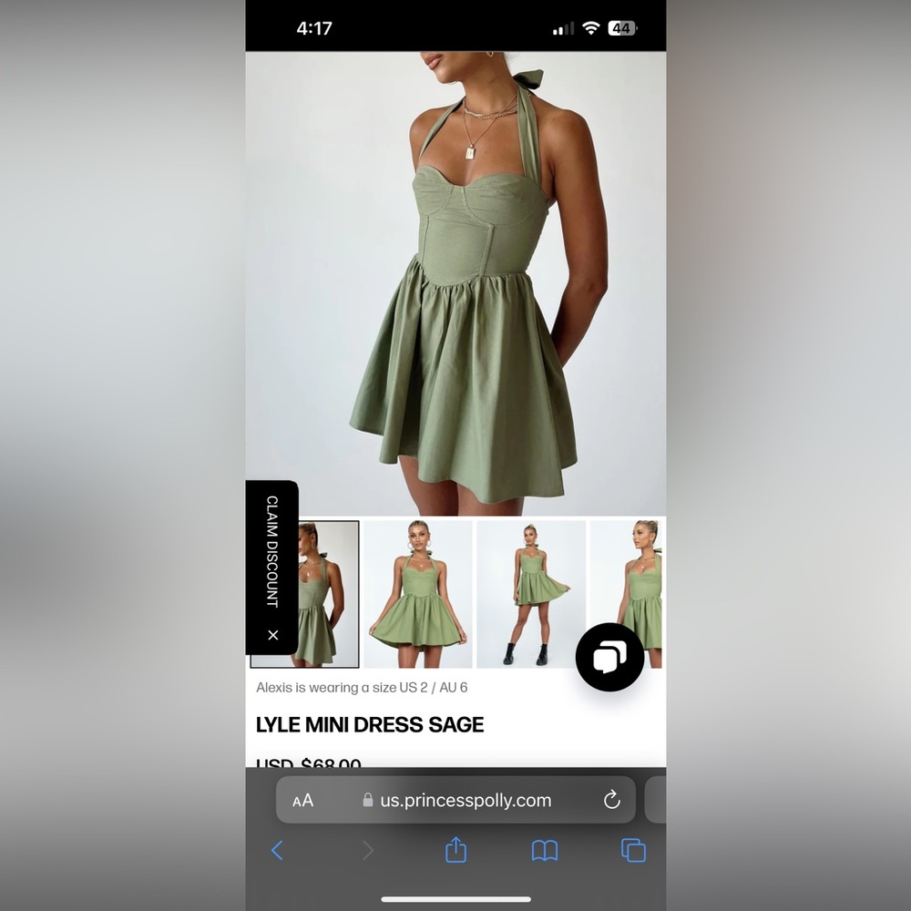 Princess Polly Green Corset Mini Dress
